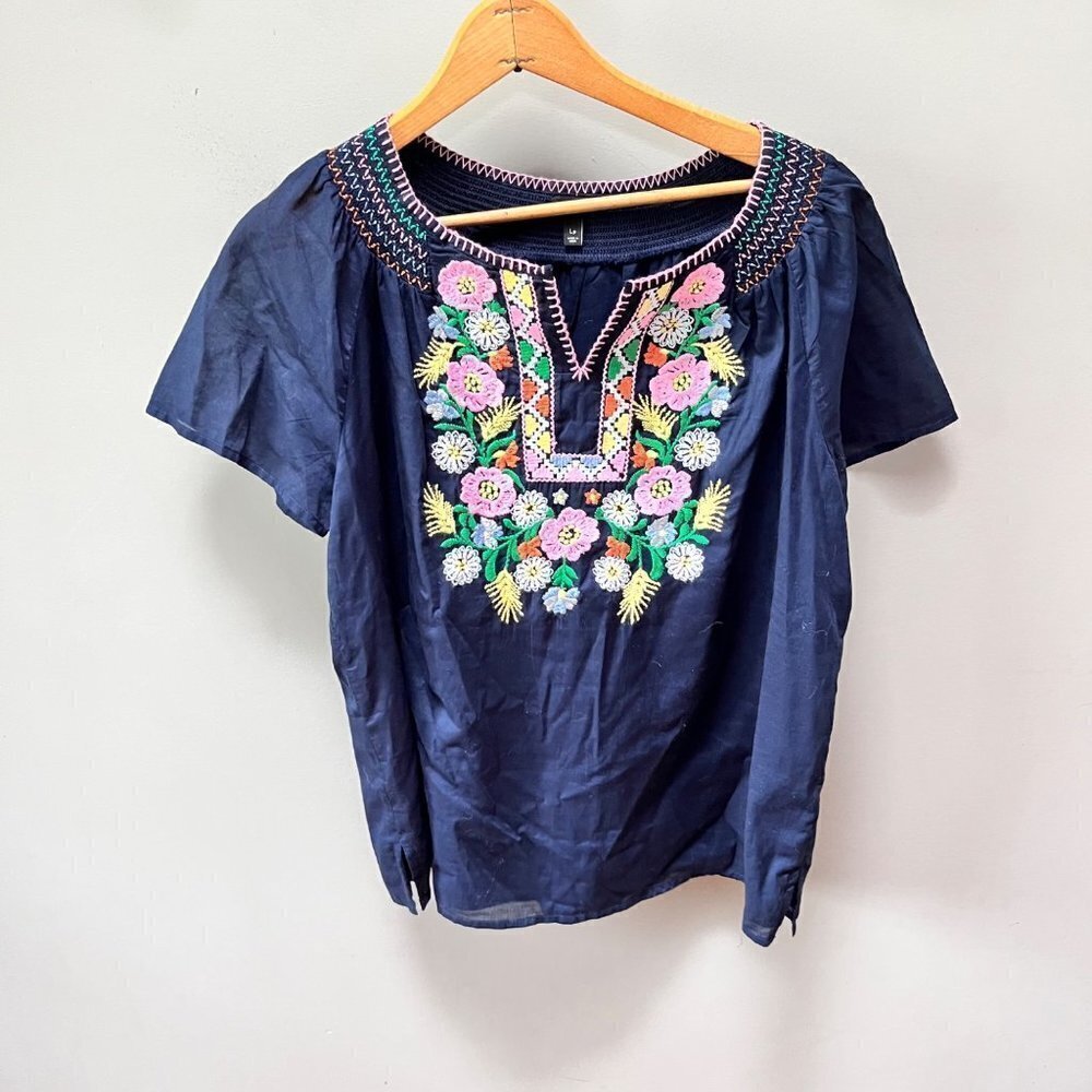 Talbots Boho Floral Embroidered Blouse- Size LP